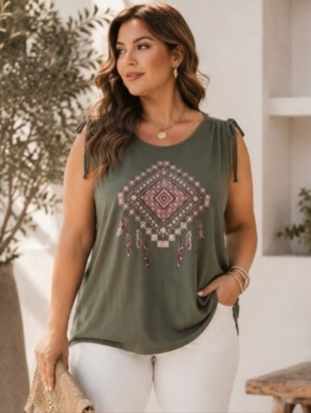 MyStyle Cotton Blend Boho top with Dreamcatcher design